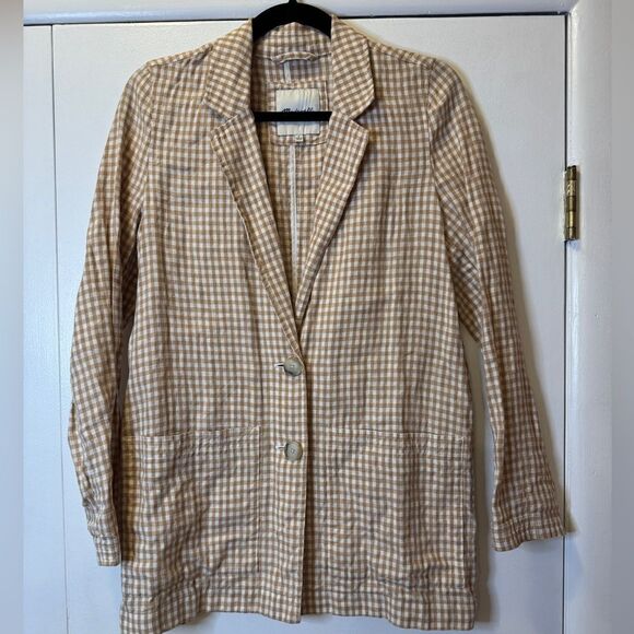 MADEWELL Linen Dorset Blazer in Gingham Check Plaid Women’s Size Small - Picture 5 of 9